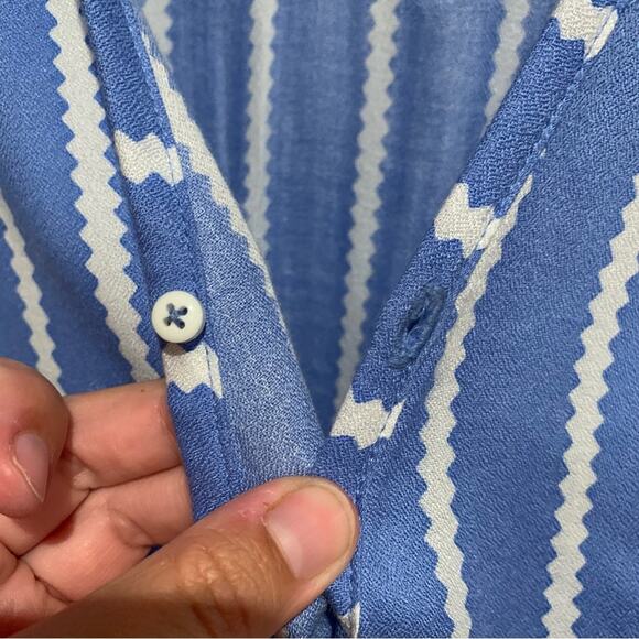 Anthropologie Beachgold Ancona Striped Surplice Romper Blue/White Size XS Beachy - Picture 9 of 16